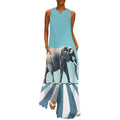 Robe longue maxi d'été amusante pour femme, motif passage d'éléphants sur la route