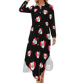 Robe-chemise fantaisie pour femme avec drapeau du Pérou et cœur, boutonnée, manches longues, fendue, maxi