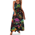 Robe longue maxi fluide et décontractée à motif dinosaure pour femme, idéale pour l'été, les mariages et les occasions spéciales.