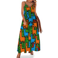 Robe maxi femme Alpaca Graffiti, longue et fluide, idéale pour l'été, les mariages et les occasions formelles.